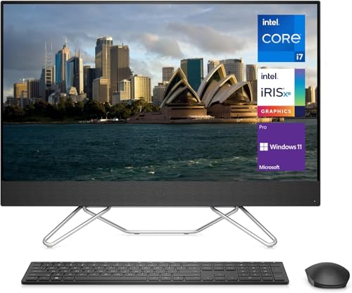 Image of All-in-One Business Desktop, 27 inch FHD Micro-Edge Display, 12th Gen Intel Core i7-1255U, 4GB RAM, 4TB SSD, HDMI, RJ-45, Webcam, Wireless KB&Mouse, Wi-Fi 6, Windows 11 Pro