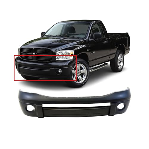 Image of FitParts Compatible with Dodge Ram 2006-2009 Front Bumper Cover | Primed, With Fog Light Holes, Ready to Paint, OEM 68001349AA, CH1000873