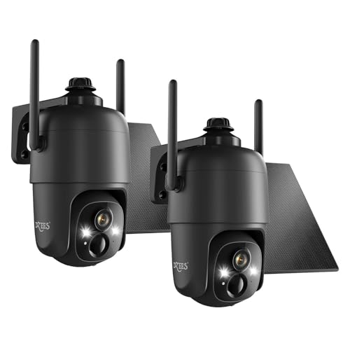 Image of Dzees 2K Wireless Outdoor Security Cameras, 360 Pan Tilt Solar, 2 Pack
