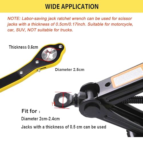 Image of AMENDAS Auto Labor-Saving Jack Ratchet Wrench with Long Handle, Lug Wrench for Tire Jack, Scissor Ratchet, Positive and Reversal Knob Design