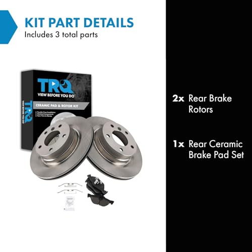Image of TRQ Rear Brake Pad and Rotor Set Ceramic Compatible with 2012-2013 BMW 328i