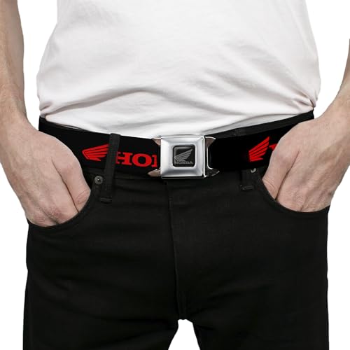 Buckle-Down Seatbelt Belt - HONDA/Wing Logo Black/Red - 1.0" Wide - 20-36 Inches in Length3