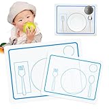 Silicone Placemats Set 2 Pcs Waterproof Oil Proof Dining Table Mats for Kindergarden Toddlers, Kids Indoor & Outdoor Dining 11.81‘’ * 15.75‘’