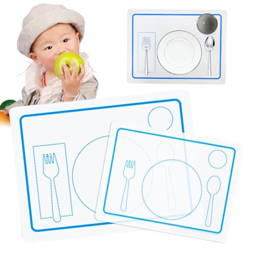 Silicone Placemats Set 6 Pcs Waterproof Oil Proof Dining Table Mats for Kindergarden Toddlers, Kids Indoor & Outdoor Dining 11.81‘’ * 15.75‘’