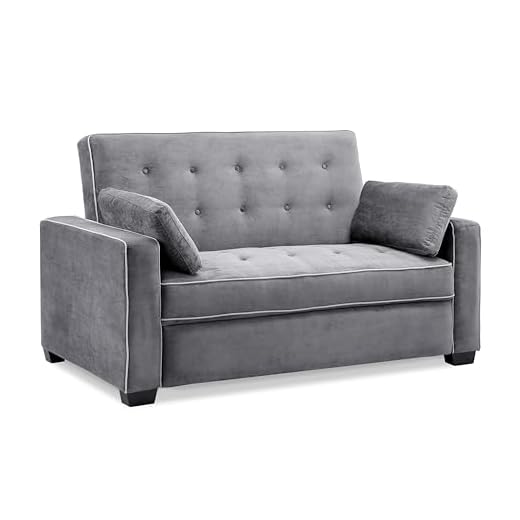 Serta Ainsley Queen Size Convertible Loveseat, Charcoal