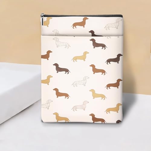 Cute Dog Book Sleeve, Book Lovers Gifts Sleeve with Zipper & Front Pocket, 11.5x8.8 Inch Canvas Books Cover Protector Bookish Gifts for Readers Women Friend Christmas Birthday Gift