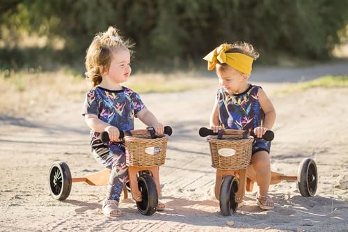 Image of Kinderfeets Tiny Tot 2-in-1 Wooden Balance Bike & Tricycle for Toddlers 12-24 Months - Adjustable Seat, Puncture-Proof Tires, Pedal-Free Ride-On Training Bike - Cream