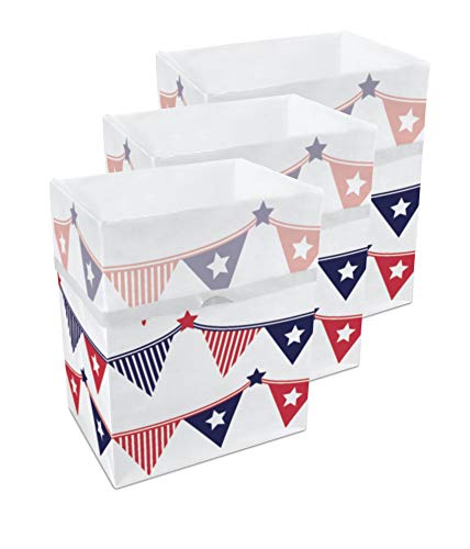 Clean Cubes 13 Gallon Trash Cans & Recycle Bins For Sanitary Garbage Disposal. Disposable Containers For Parties, Events, Recycling, And More. 3 Pack (Usa Flag) #TOP2