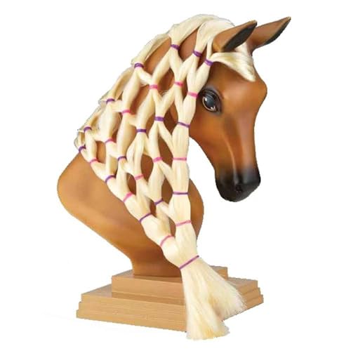Image of Breyer Horses Mane Beauty Horse Styling Head|Sunset|Blonde Extra-Long Silky No Tangle Mane | 10" x 4.25" x 4.25" | Styling Book, Brush, Hair Coils, Hair Clips, Elastics|Horse Toy|Model #7402 , Black