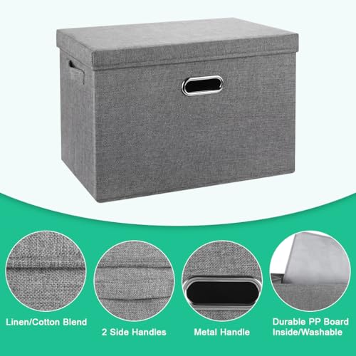 Image of STHIRA Car Trunk Organizer Box, Car Boot Organizer, Folding Cloth Organizer Case with Lid & Handles, Multipurpose Organizer Box for Home Car, 45 x 30 x 30cm