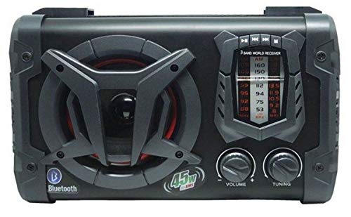 Caixa Amplificadora Rádio Relógio Digital Portátil Bluetooth 45W Entradas AUX CARD USB Bivolt Auto D