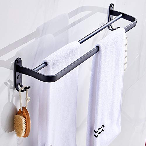 Porte-serviettes double 60 cm durable finition noire luxe