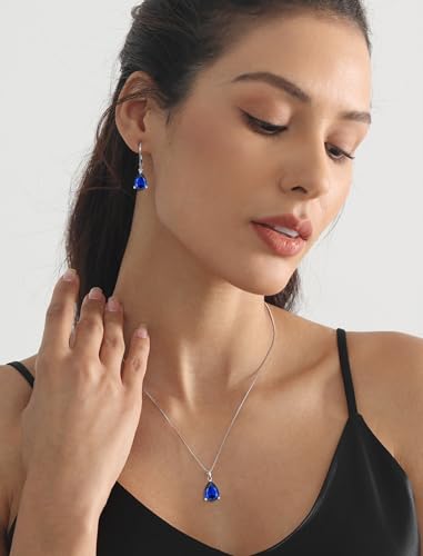 YL Teardrop Necklace 925 Sterling Silver Solitaire Pendant 9x12 MM Pear Cut Birthstone Jewelry for Women3