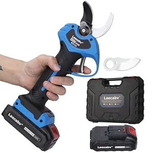 Laecabv Forbici Potatura Elettriche 30mm Diametro Maniglia Antiscivolo Cesoie elettriche per potatura professionali con 2 Batteria per Giardinaggio Albero da Frutta delle Viti