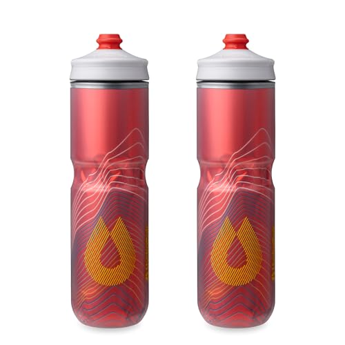 HydraPak | Polar Bottle - Polar Surge Insulated Bike Water Bottle 2-Pack - High Flow, Cycling & Sports Squeeze Bottle (Ascent Red, 700ml / 24oz)