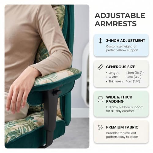 Image of Efomao Watercolor Fabric Executive Office Chair Home Foot Rest, Green