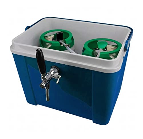 Chopeira A Gelo 34L com Torneira Italiana Cromada, Serpentina 10m e Destrave para Barril 5L Azul