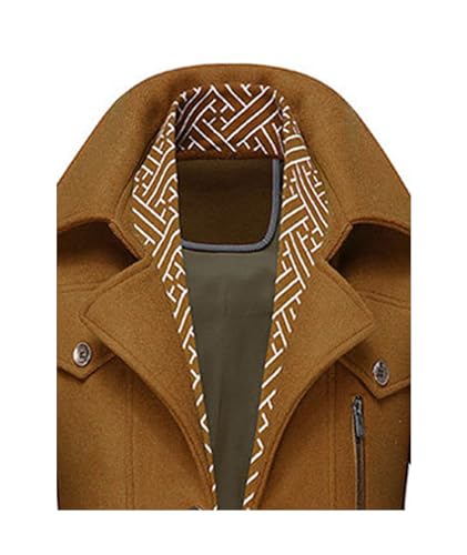 Image of SOMTHRON Men's Wool Blend Coat with Detachable Scarf or Iner Collar Single Breasted Pea Coat Warm Winter Trench Coat