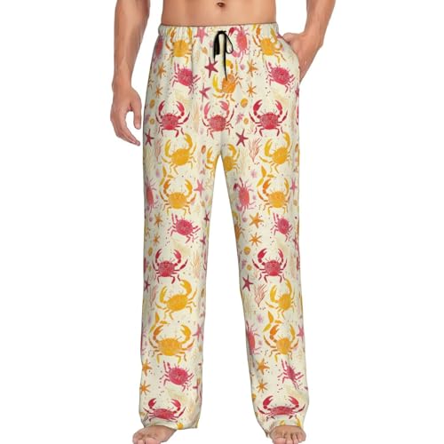 YSBKN Colorful Crabs And Shells Pattern Men'S Pajama Pants Pjs Bottoms With Pockets Sleep Lounge Pants For Men X-Large
