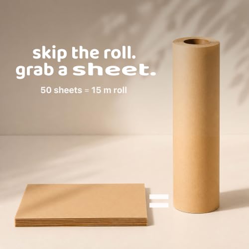 Image of Pack of 50 Bake & Wrap Sheets (30x30cm)|Butter Paper Roll Alternate Parchment|Unbleached Non-Stick Baking Paper Squares Baking Sheets for Oven, Air Fryer & Food Wrapping|Equal to 15 m