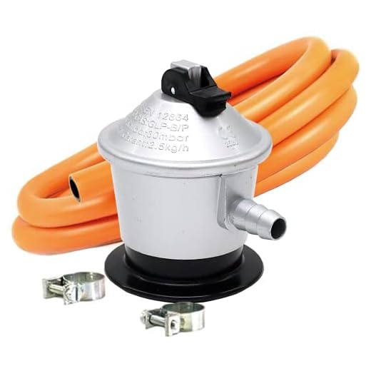 FlashPrix Kit Regulador Gas Butano + Manguera de Gas Butano de 2 Metros + 2 Abrazaderas. Regulador Butano Homologado