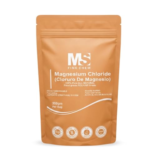 Cloruro de Magnesio 100% Pure Magnesium Chloride Food Grade Powder | Highly Absorbable Edible Magnesium Supplement | for Daily Use or Magnesium Oil Preparation | Unflavored | 300 g / 10.58 oz