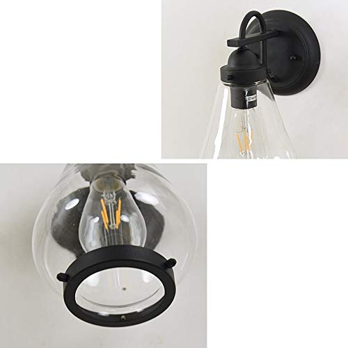 Lumière murale extérieure E27 étanche noire avec globe transparent Turner
