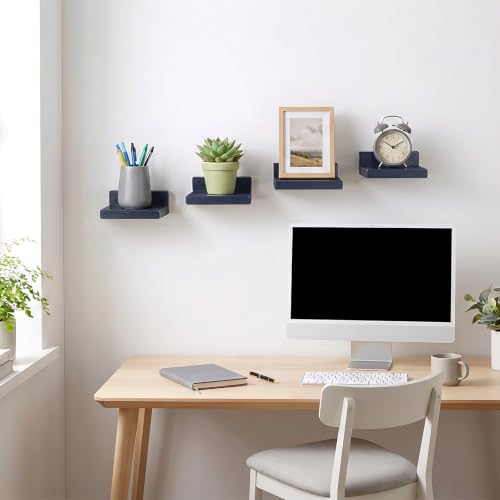Image of Fixwal Small Floating Shelves for Wall Decor (Blue, Set of 4, 5Inch)