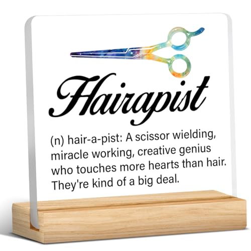 Best Hair Stylist Gift - Hairapist Definition Acrylic Desk Sign Decor for Women Men