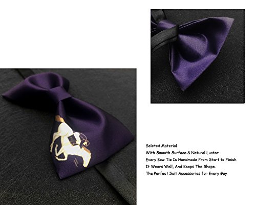 Image of GUUNIEE Men's Satin Silk Racehorse Bow Ties Pre-tied Solid Horse Racing Bowtie