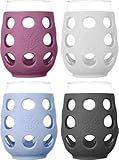 Lifefactory 17-Ounce BPA-Free Indoor and Outdoor Wine Glass 4-Pack with Protective Silicone Sleeve, Multi-Color