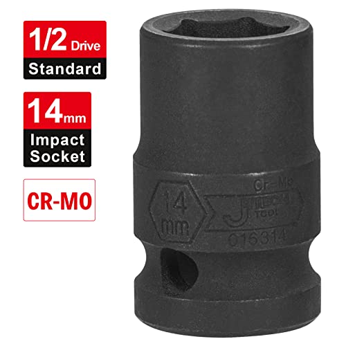 Image of Jetech 14mm Impact Socket Single - 1 /2 inch Drive, 6-Point, Heat Treated Chrome Molybdenum Steel (Cr-Mo), Metric Standard Depth for High-Torque Impact Wrench
