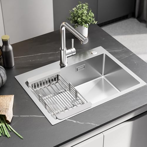 Sofetiy Küchenspüle 60x45 cm Edelstahl, Rechteckige Einbauspüle Modern,...