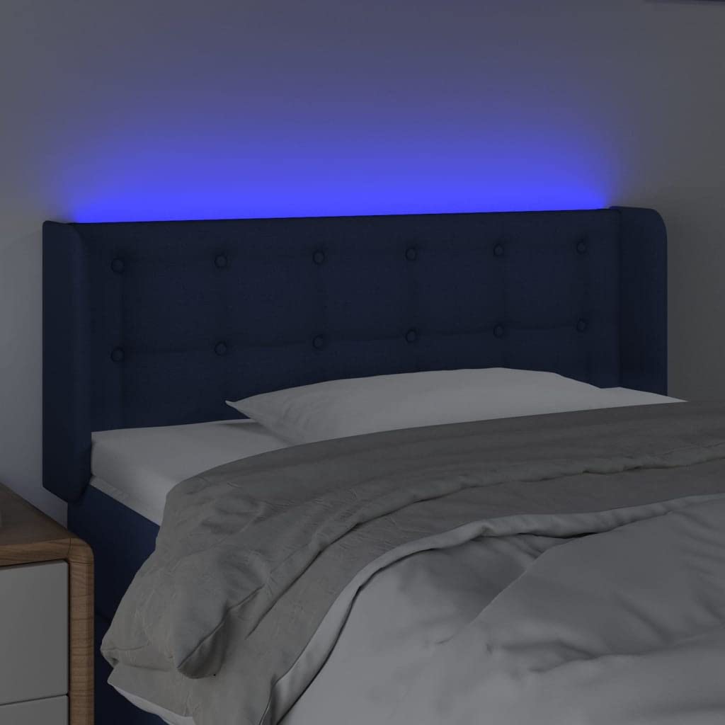 Cabecero LED azul regulable en altura 83x16x78/88cm con tira luminosa RGB y USB 5V