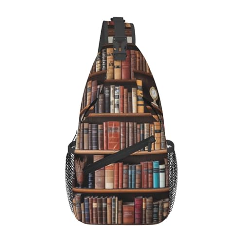 Sac de poitrine imprimé bibliothèque noir taille unique pour homme