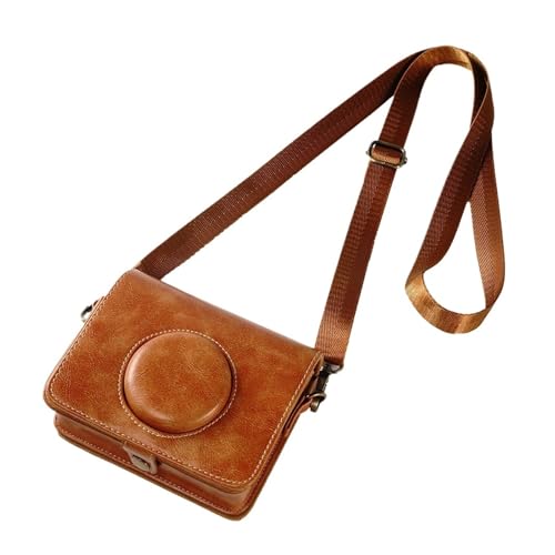 Sac pour Fujifilm Instax Mini Evo en cuir PU marron avec bandoulière amovible