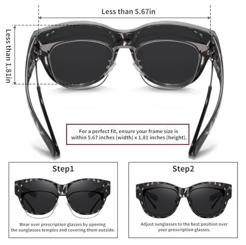 Image of HAOLOTA Fit Over Glasses Sunglasses for Women Polarized | Over Glasses Sun Glasses, UV400 Polarized Lens, Trendy Cat Eye Sunglasses, Lightweight and Flexible, Driving, Daily Use