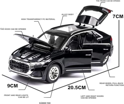 Image of BlackZone Compatible for Audi Q8 SUV Simulation Alloy Car Model Metal Diecast Toy with Sound Light for Gift Collection Collection Decoration (Small Black)