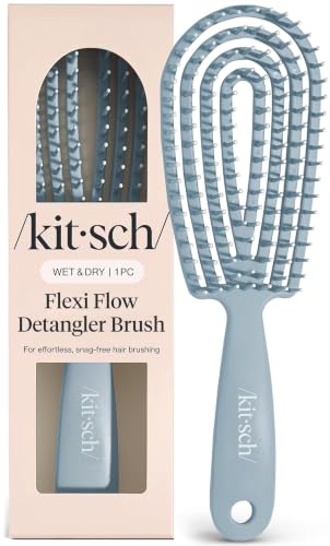 Kitsch Flexi Flow Detangler Brush, Hair Brushes For Women - Haze Blue | Detangling Brush for Women, Men & Kids, Detangling Brush for Curly Hair w/ Bendable Frame, Hair Brush for Wet or Dry Strands - image 1