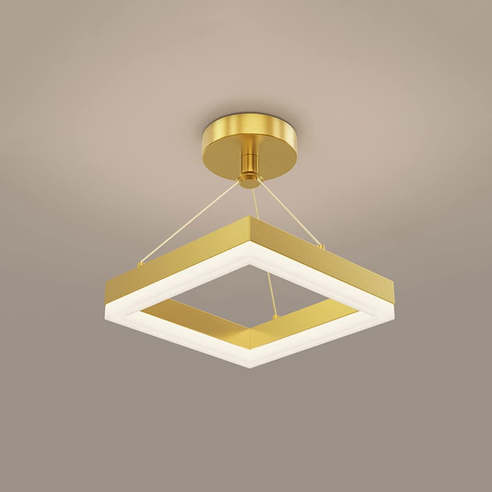 Plafonnier en laiton chic dore rond encastre pour entree moderne