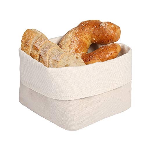 slowroom Pequeña Panera de Media Lona Cuadrada Natural de 12,5 cm, Regulable de...