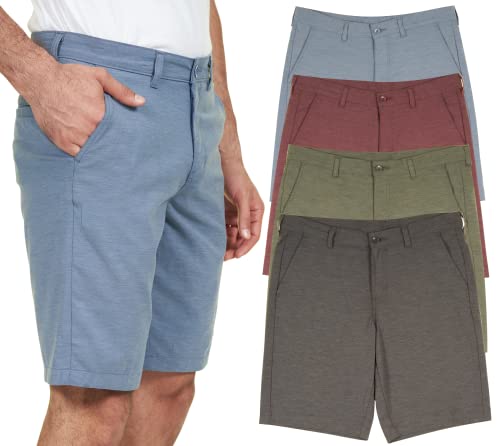 4 Pack Hybrid Shorts for Men Casual Dress Classic Golf Flat Front Essential Stretch Summer Men s 9.5 Inch Inseam