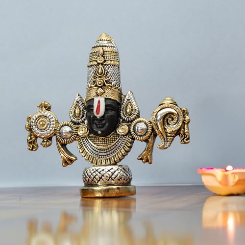 Image of 999 Silver Plated Balaji Murti | 6 Inch Traditional Lord Venkateswara Swamy Idol for Vastu Temple Decor & Puja Room | Auspicious Gifting Choice for Home & Office