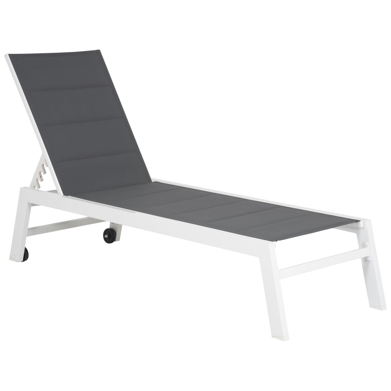 Happy Garden Tumbona Barbados en textileno Gris y Aluminio Blanco. Tumbona de Exterior multiposición.