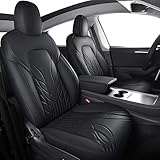 Huidasource Tesla Model 3 Seat Covers Black, Waterproof Leather Front & Rear Tesla Car Seat Cover, F