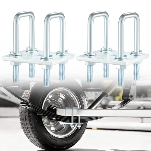 CZC AUTO 2Pcs Square U-Bolt Kit for Boat Trailer Axle Leaf Springs Heavy Duty Trailer Leaf Spring U Bolts for 2x2 Axle Boat Trailer 4-4/5 Long