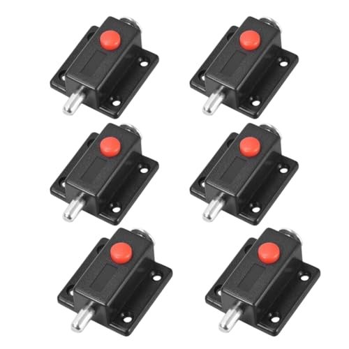 Image of 6 Pcs Automatic Spring Loaded Door Latch Lock ABS Plastic Push Security Bolt for Windows Cabinets Drawers Kitchen Furniture Sliding Locks Home Safety & Window Cabinet Drawer (Black)