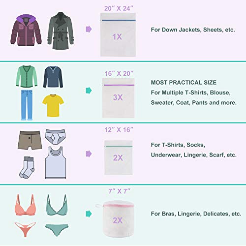 Wanapure 9Pcs Mesh Laundry Bag For Delicates, Lingerie Bags For Laundry - (1 Large & 4 Medium & 2 Small & 2 Bra Bags) For Garment, Underwear, Sock, Baby Clothes, Sweater, Travel, Washing Machine #TOP5