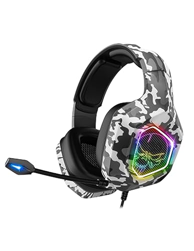 Spirit Of Gamer - Elite-H50 – Casque Audio Gamer Camouflage Artic - Microphone Flexible – Coussinets Similicuir - LED RGB –Jack 3.5mm PS5 / Xbox X/PC /...
