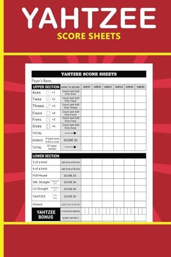 Yahtzee Score Sheets: Large print scorekepping Sheet for yahtzee game - 100+ Pages